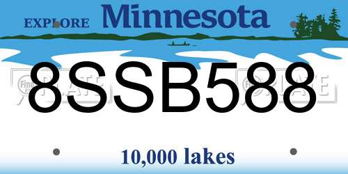 8SSB588 Minnesota License Plate