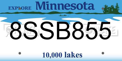 8SSB855 Minnesota License Plate