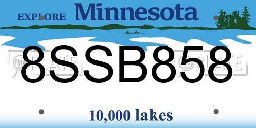 8SSB858 Minnesota License Plate