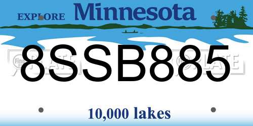 8SSB885 Minnesota License Plate