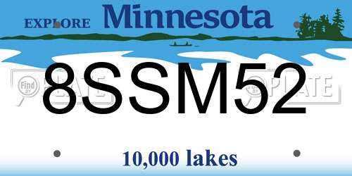 8SSM52 Minnesota License Plate
