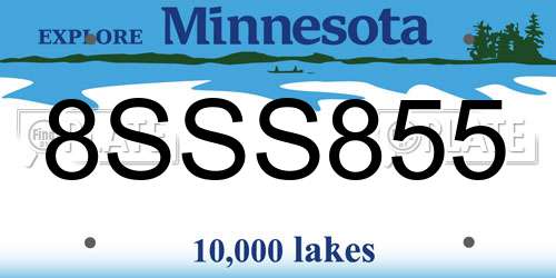 8SSS855 Minnesota License Plate