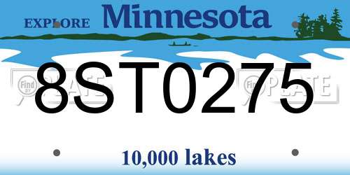 8ST0275 Minnesota License Plate
