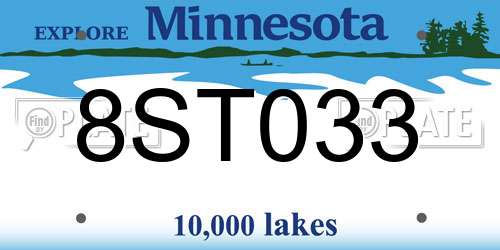 8ST033 Minnesota License Plate
