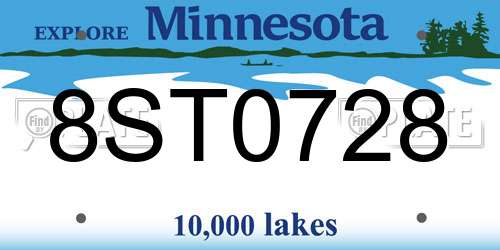 8ST0728 Minnesota License Plate
