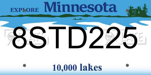 8STD225 Minnesota License Plate