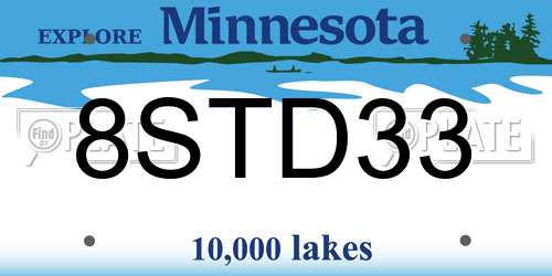 8STD33 Minnesota License Plate