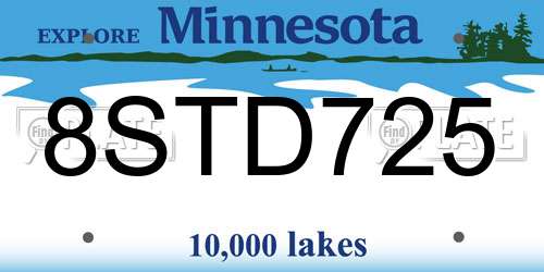 8STD725 Minnesota License Plate