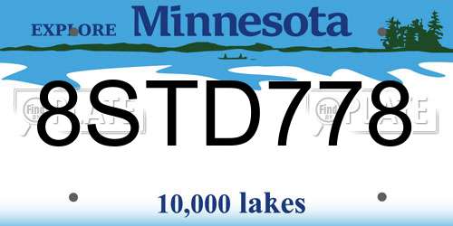 8STD778 Minnesota License Plate