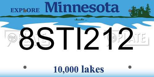 8STI212 Minnesota License Plate