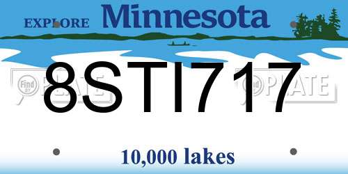 8STI717 Minnesota License Plate