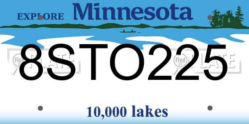 8STO225 Minnesota License Plate
