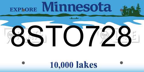 8STO728 Minnesota License Plate
