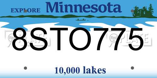8STO775 Minnesota License Plate
