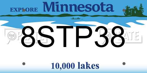 8STP38 Minnesota License Plate