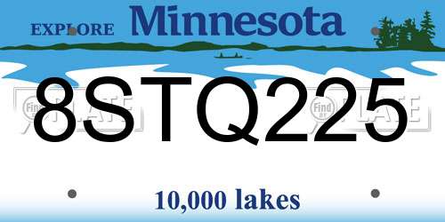 8STQ225 Minnesota License Plate