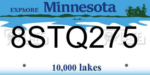 8STQ275 Minnesota License Plate