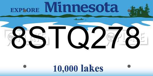 8STQ278 Minnesota License Plate