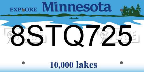 8STQ725 Minnesota License Plate