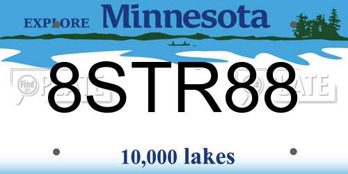8STR88 Minnesota License Plate