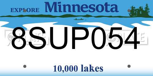 8SUP054 Minnesota License Plate