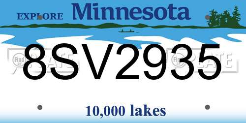 8SV2935 Minnesota License Plate