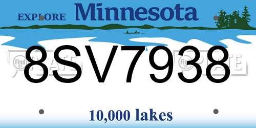 8SV7938 Minnesota License Plate