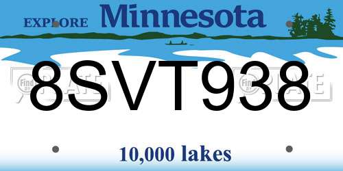8SVT938 Minnesota License Plate