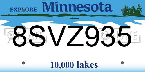 8SVZ935 Minnesota License Plate