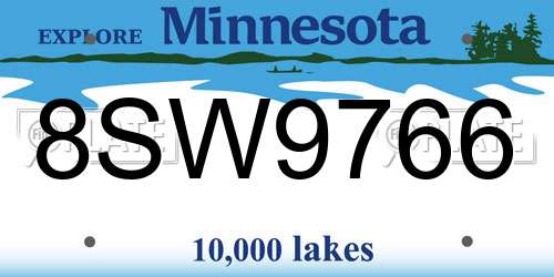 8SW9766 Minnesota License Plate