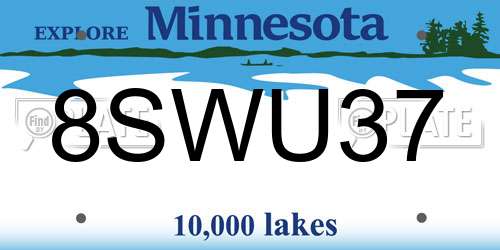 8SWU37 Minnesota License Plate