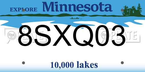 8SXQ03 Minnesota License Plate