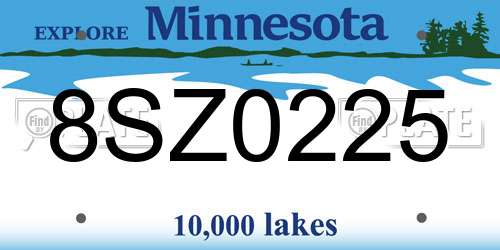 8SZ0225 Minnesota License Plate