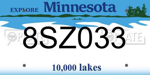 8SZ033 Minnesota License Plate
