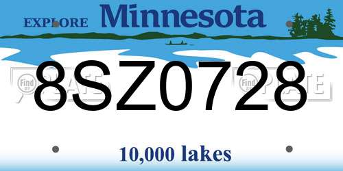 8SZ0728 Minnesota License Plate