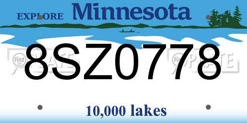 8SZ0778 Minnesota License Plate