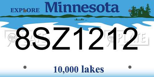 8SZ1212 Minnesota License Plate