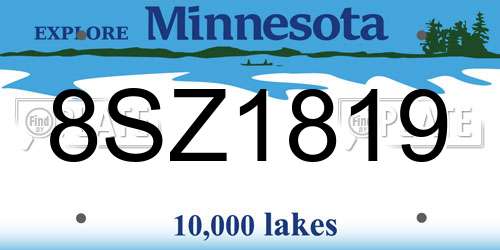 8SZ1819 Minnesota License Plate