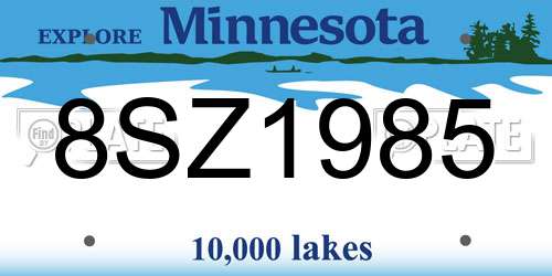 8SZ1985 Minnesota License Plate