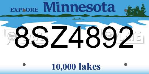 8SZ4892 Minnesota License Plate