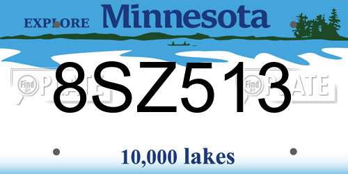 8SZ513 Minnesota License Plate