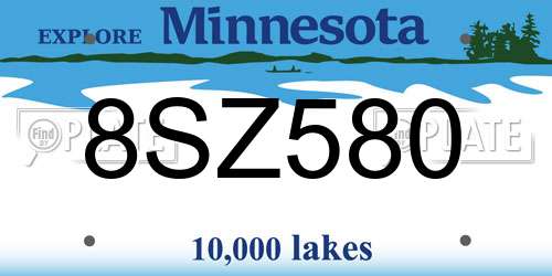 8SZ580 Minnesota License Plate
