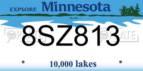 8SZ813 Minnesota License Plate
