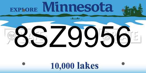 8SZ9956 Minnesota License Plate