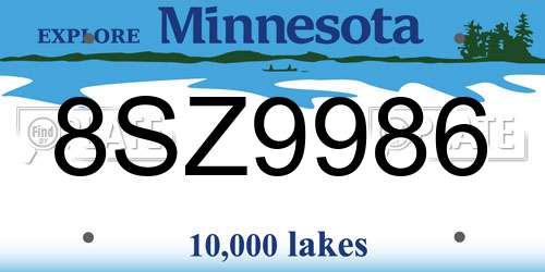 8SZ9986 Minnesota License Plate