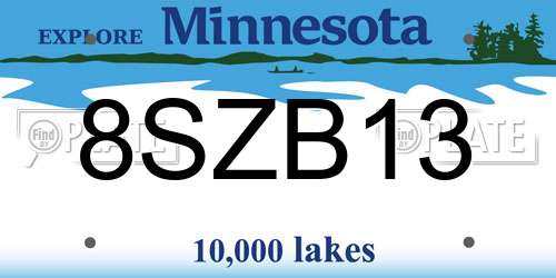 8SZB13 Minnesota License Plate