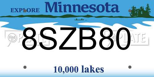 8SZB80 Minnesota License Plate