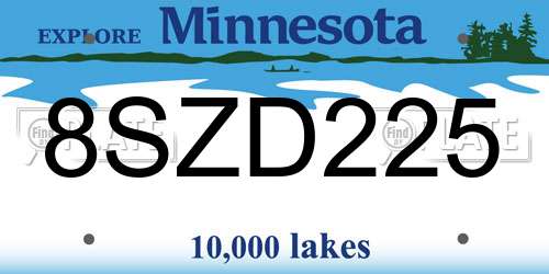 8SZD225 Minnesota License Plate