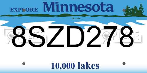 8SZD278 Minnesota License Plate