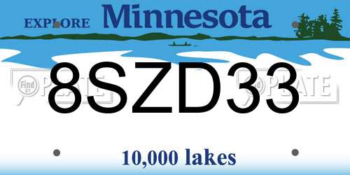 8SZD33 Minnesota License Plate